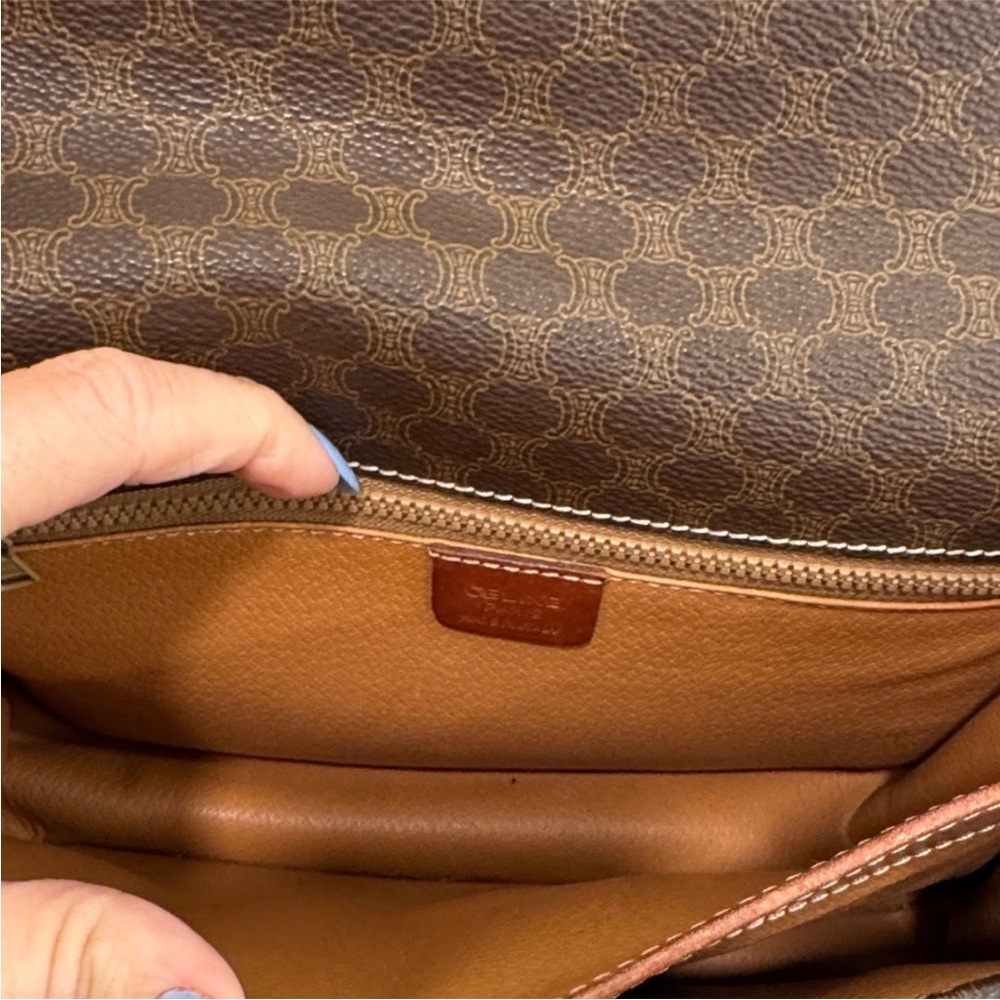 CELINE vintage Macadam DM96 Shoulder Bag Pochette Brown PVC/leather - Picture 10 of 11